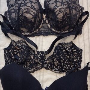 Elegant Black / blue Lace Bra Set
